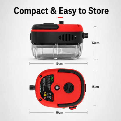 001 Small and Portable High-Pressure Red White Steam Cleaner With Brush Heads Handheld Sanitizing 6-Speed Settings Extended Hose Large Capacity Removes Grease Dust Mites for Air Conditioners Range Hoods Floors Bathrooms Cookw