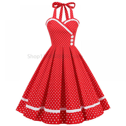 Retro Dress Women Elegant Fashion 50s 60s Vintage Dresses Party Night Dresses Evening Woman Dress Female Clothes Halloween
