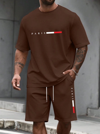 Men's Tracksuit 2 Piece O-neck Short Sleeve Shirt Shorts Set Men's Running Suit Plus Size T shirts Man Clothing Summer T-shirt