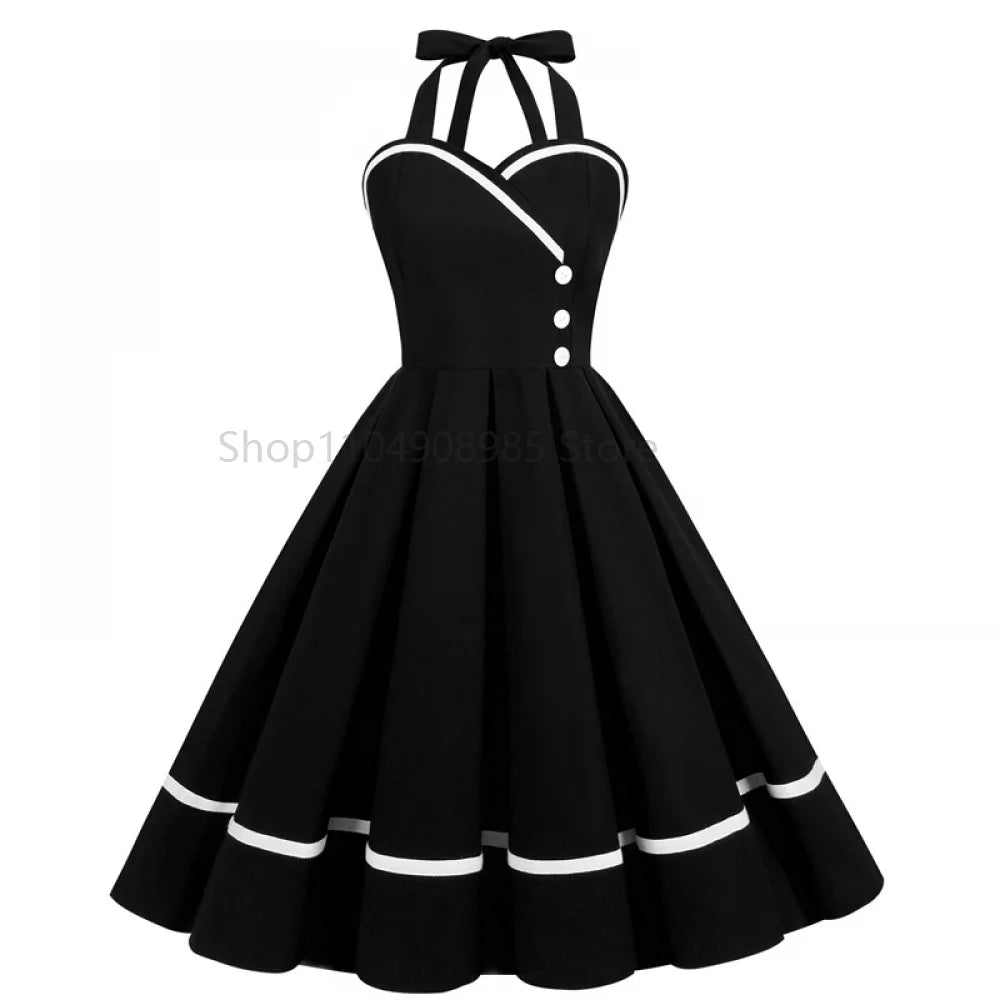 Retro Dress Women Elegant Fashion 50s 60s Vintage Dresses Party Night Dresses Evening Woman Dress Female Clothes Halloween
