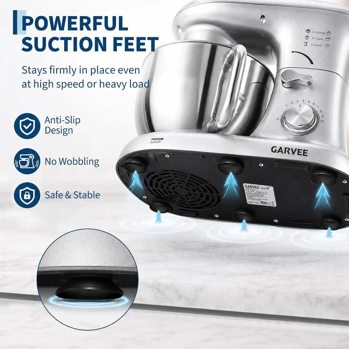 Tacleekii 5.3 QT Tilt-Head Stand Mixer, 500W Motor 8 or 10-Speed Electric Kitchen Mixer with Stainless Steel Bowl, Dough Hook, Flat Beater & Wire Whisk for Bread Dough, Cake, Cookies & Pizza, Silver