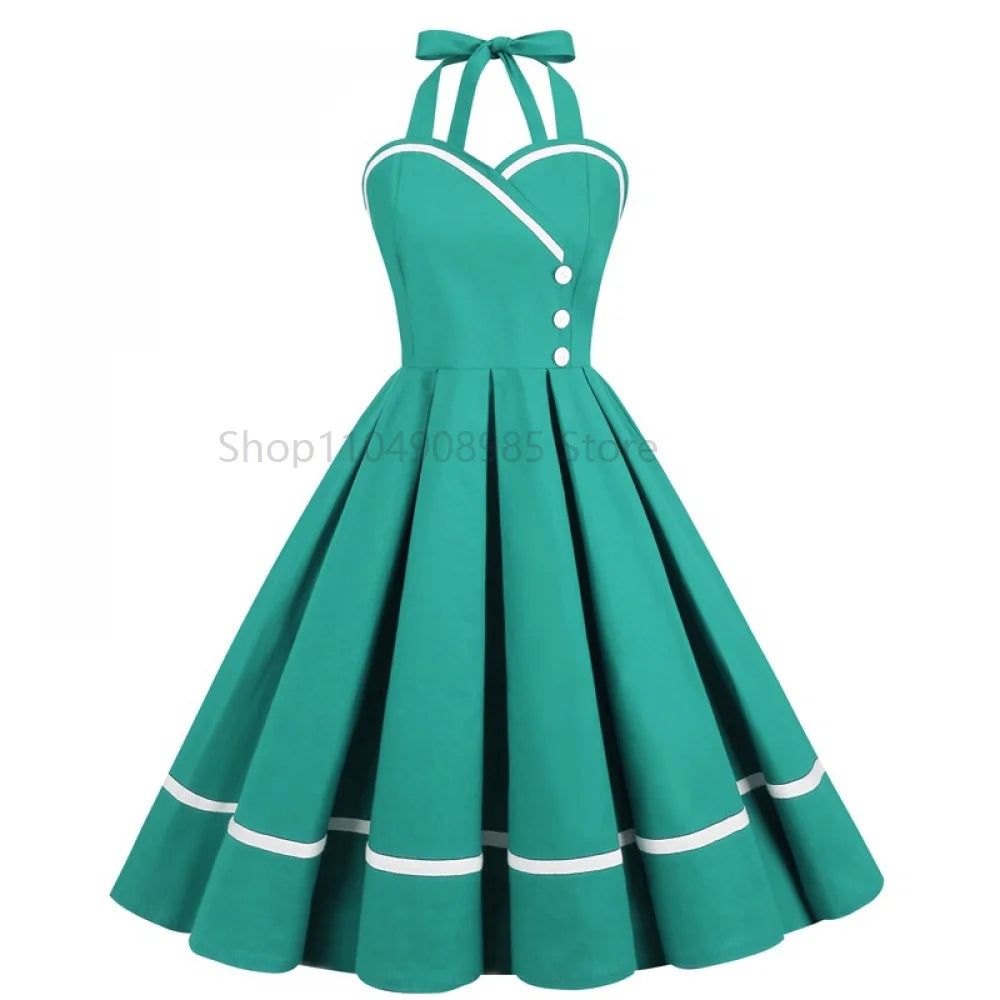 Retro Dress Women Elegant Fashion 50s 60s Vintage Dresses Party Night Dresses Evening Woman Dress Female Clothes Halloween