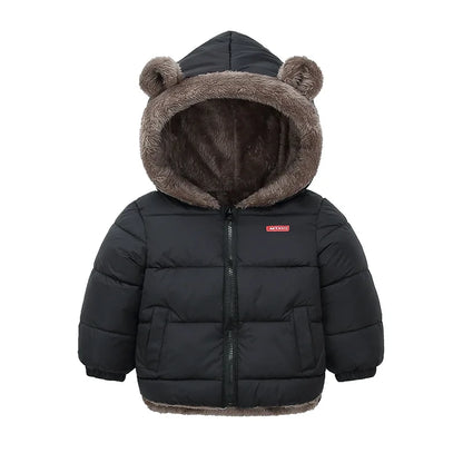Boys Girls Thick Jackets Winter Kids Padded Fleece Warm Coats Children Hooded Cotton Outerwear Kids Clothes Cashmere Snowsuit
