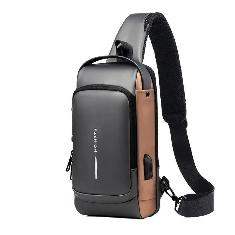 New Brand Designer Men Crossbody Bag PU Leather Classic Anti-Theft Shoulder Bag Chest Bag Multifunctional for Men