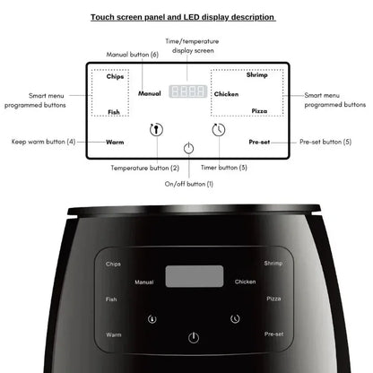 6L Air Fryer Multi-functional Intelligent Touch Screen Oven Large Capacity Electro Mechanical  Deep Fryer for Home  Airfryer