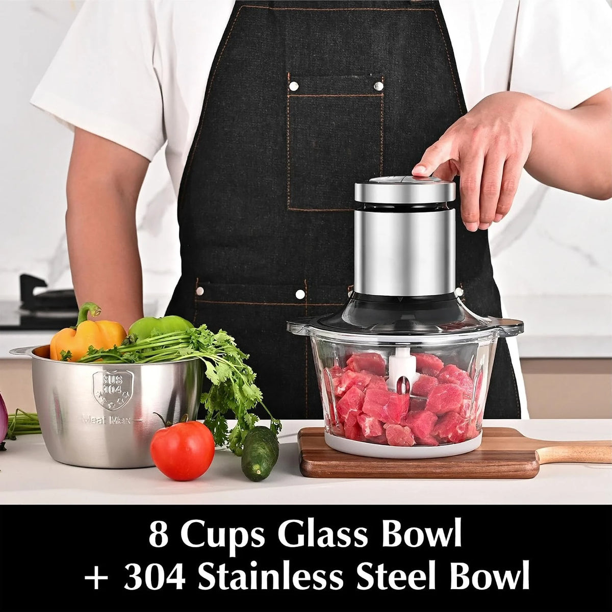 Food Processor Premium 8 Cup 8 Cup 2 Bowls 8 Cup+8 Cup Baby Food Bi-Level Blades All Season Classic