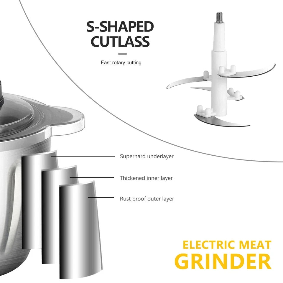 2L Electric Meat Grinders 304 Stainless Steel Food Crusher Multifunctional Vegetable Slicer Chopper Mincer Baby Food Processor