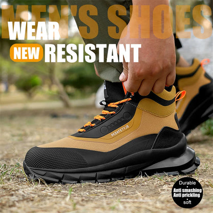 Outdoors Indestructible Shoes Work Boots Steel Toe shoes Men Safety boots Anti-smash Anti puncture Industrial Shoes Non-slip