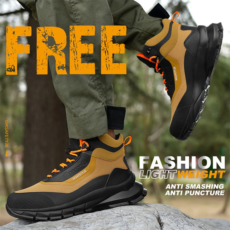 Outdoors Indestructible Shoes Work Boots Steel Toe shoes Men Safety boots Anti-smash Anti puncture Industrial Shoes Non-slip