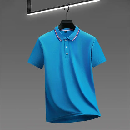 Men's Casual Solid Color Short Sleeve Polo Shirt 2025 Summer Fashionable Comfortable Versatile Top for Men
