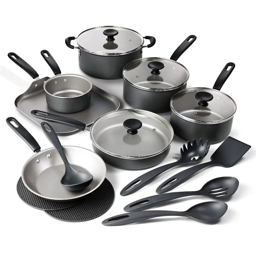 Tramontina Primaware 18-Piece Nonstick Cookware Set, Asphalt