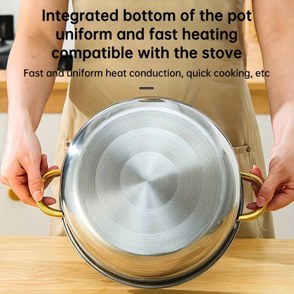 [10pcs Stainless Steel Pot Set] 10pcs Stainless Steel Pot Set, High Quality Stainless Steel, Multi-Size Cooking Pots With 5 POTS + 5 LIDS | Deep Stock Pot, Suitable For Home And Restaurant Cooking, Soups, Hot Pots, Noodles, P