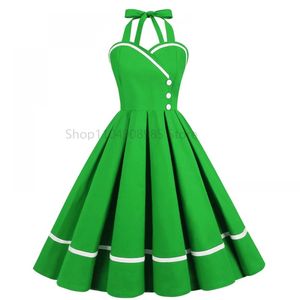 Retro Dress Women Elegant Fashion 50s 60s Vintage Dresses Party Night Dresses Evening Woman Dress Female Clothes Halloween