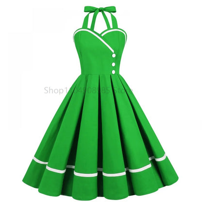 Retro Dress Women Elegant Fashion 50s 60s Vintage Dresses Party Night Dresses Evening Woman Dress Female Clothes Halloween