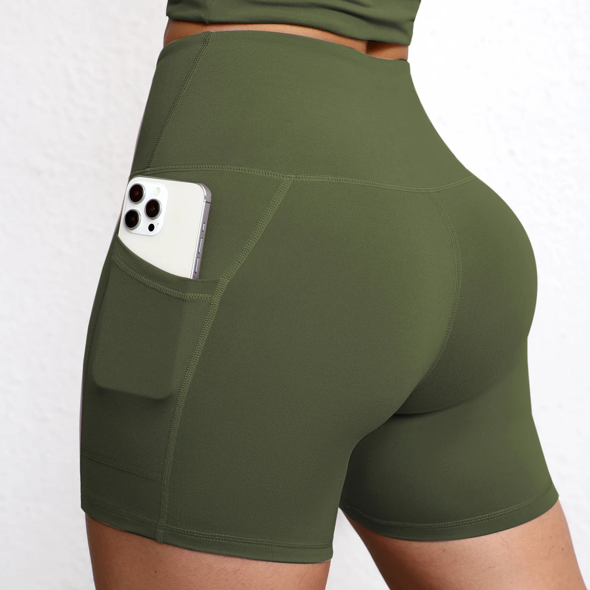 Yoga Shorts with Pockets High Waist Butt Lifting Cyclings Tights Outdoor Workout Jogging Shorts Sportswear Gym Running Short