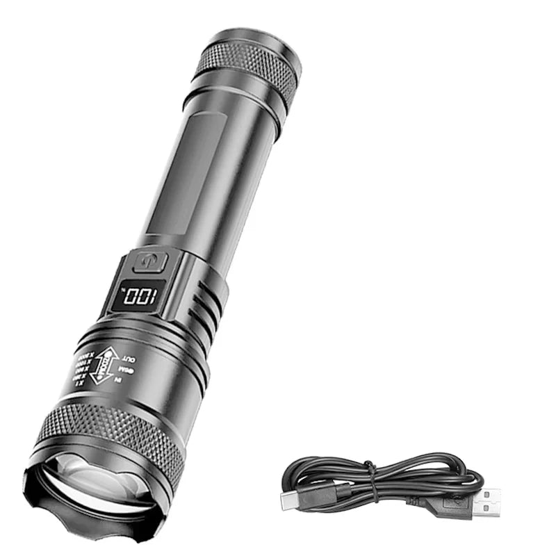 Rechargeable LED Flashlight with Digital Display