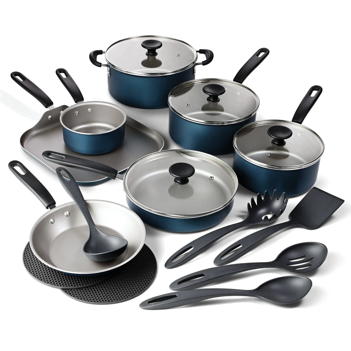 Tramontina Primaware 18-Piece Nonstick Cookware Set, Asphalt