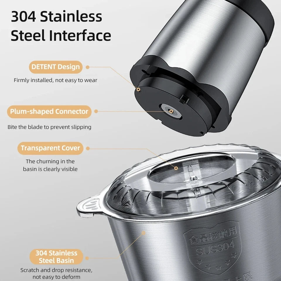 2L Electric Meat Grinders 304 Stainless Steel Food Crusher Multifunctional Vegetable Slicer Chopper Mincer Baby Food Processor