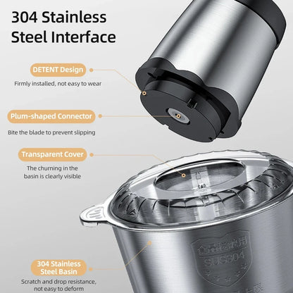 2L Electric Meat Grinders 304 Stainless Steel Food Crusher Multifunctional Vegetable Slicer Chopper Mincer Baby Food Processor