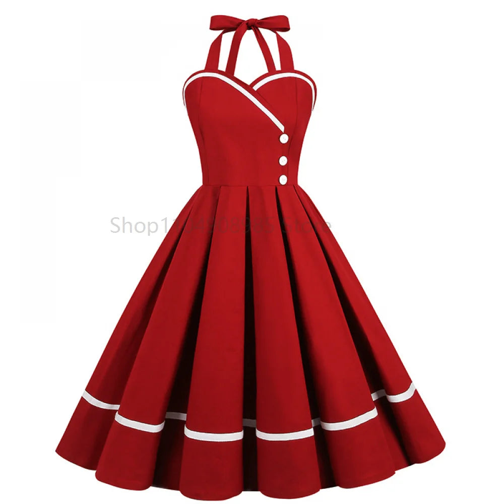 Retro Dress Women Elegant Fashion 50s 60s Vintage Dresses Party Night Dresses Evening Woman Dress Female Clothes Halloween