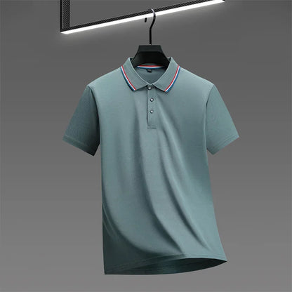 Men's Casual Solid Color Short Sleeve Polo Shirt 2025 Summer Fashionable Comfortable Versatile Top for Men