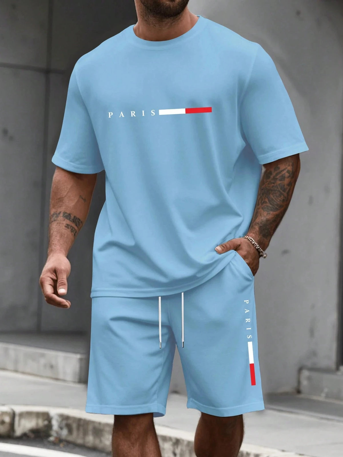 Men's Tracksuit 2 Piece O-neck Short Sleeve Shirt Shorts Set Men's Running Suit Plus Size T shirts Man Clothing Summer T-shirt