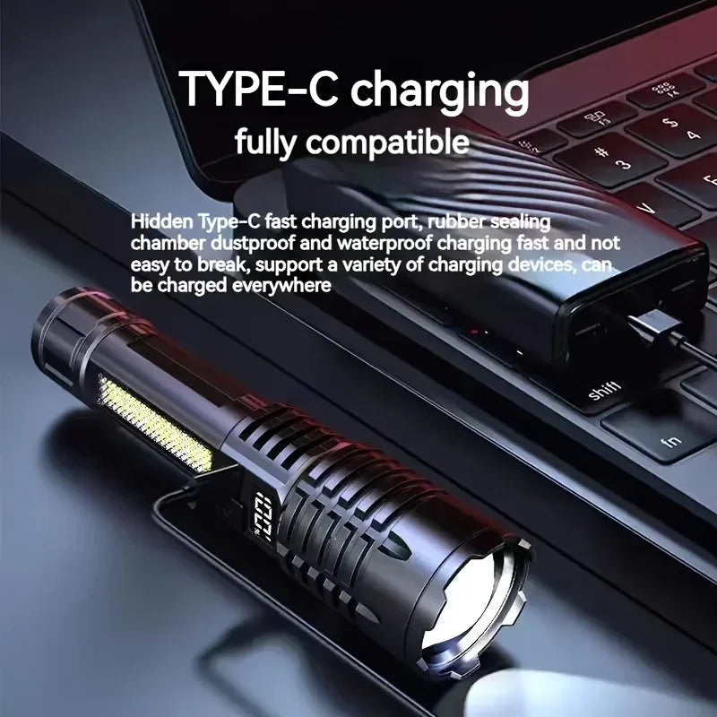 Rechargeable LED Flashlight with Digital Display
