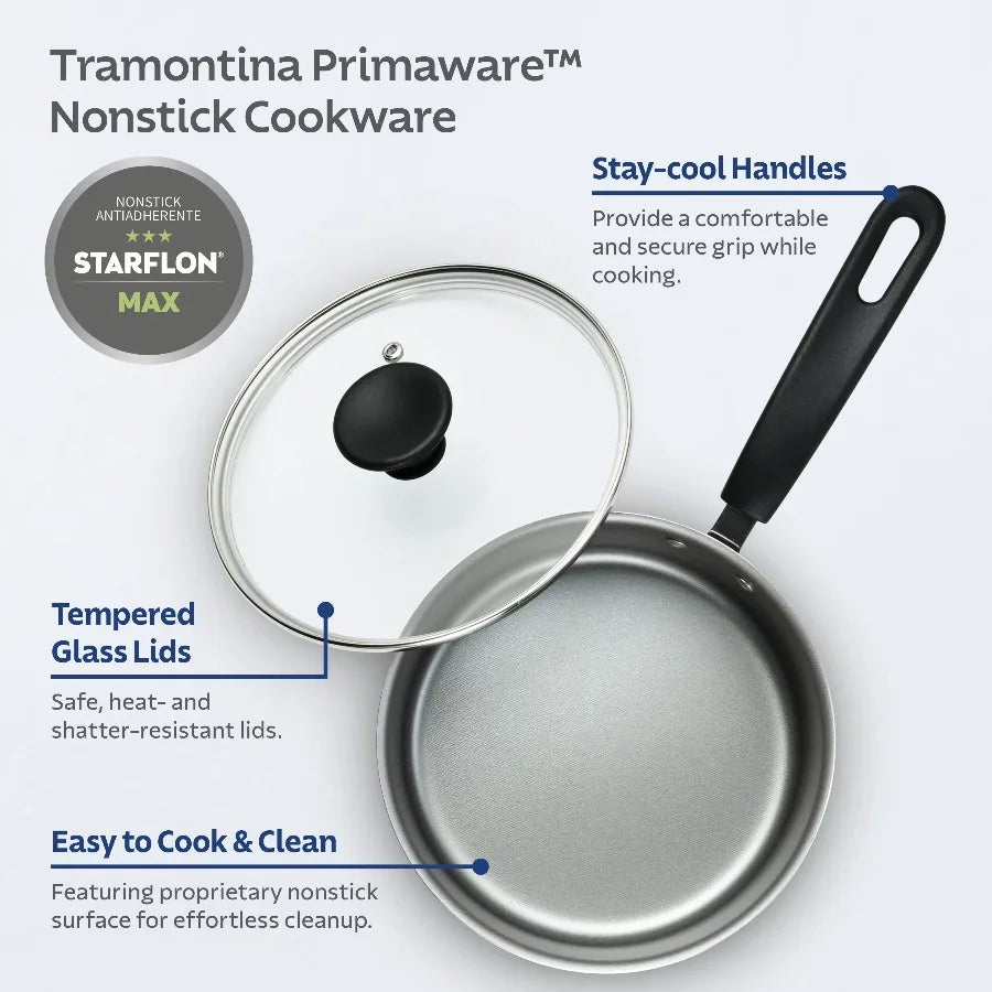 Tramontina Primaware 18-Piece Nonstick Cookware Set, Asphalt