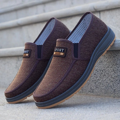 Men Canvas Slip On Shoes Breathable Non Slip Casual Walking Elderly Father Cloth Footwear