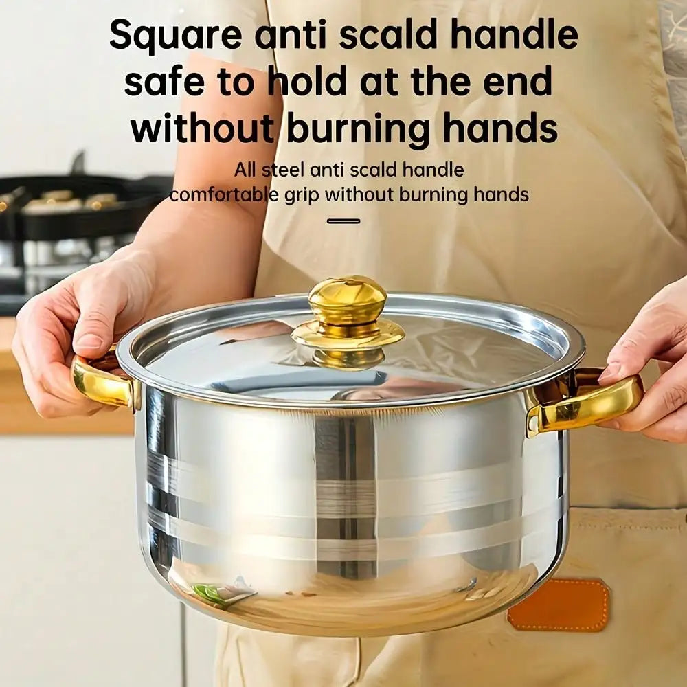 [10pcs Stainless Steel Pot Set] 10pcs Stainless Steel Pot Set, High Quality Stainless Steel, Multi-Size Cooking Pots With 5 POTS + 5 LIDS | Deep Stock Pot, Suitable For Home And Restaurant Cooking, Soups, Hot Pots, Noodles, P
