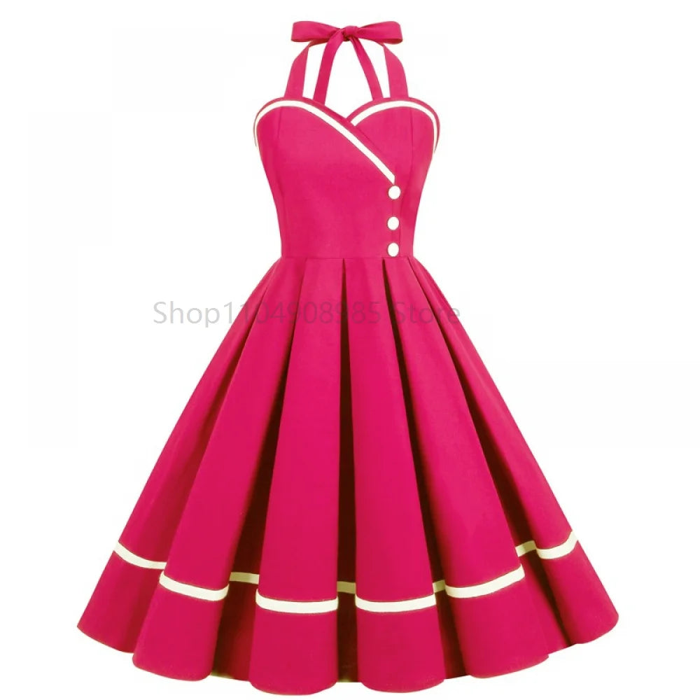 Retro Dress Women Elegant Fashion 50s 60s Vintage Dresses Party Night Dresses Evening Woman Dress Female Clothes Halloween