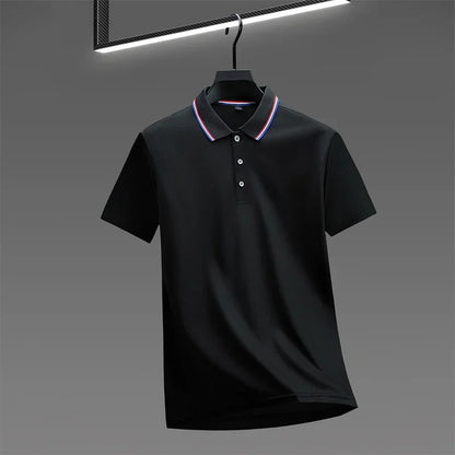 Men's Casual Solid Color Short Sleeve Polo Shirt 2025 Summer Fashionable Comfortable Versatile Top for Men